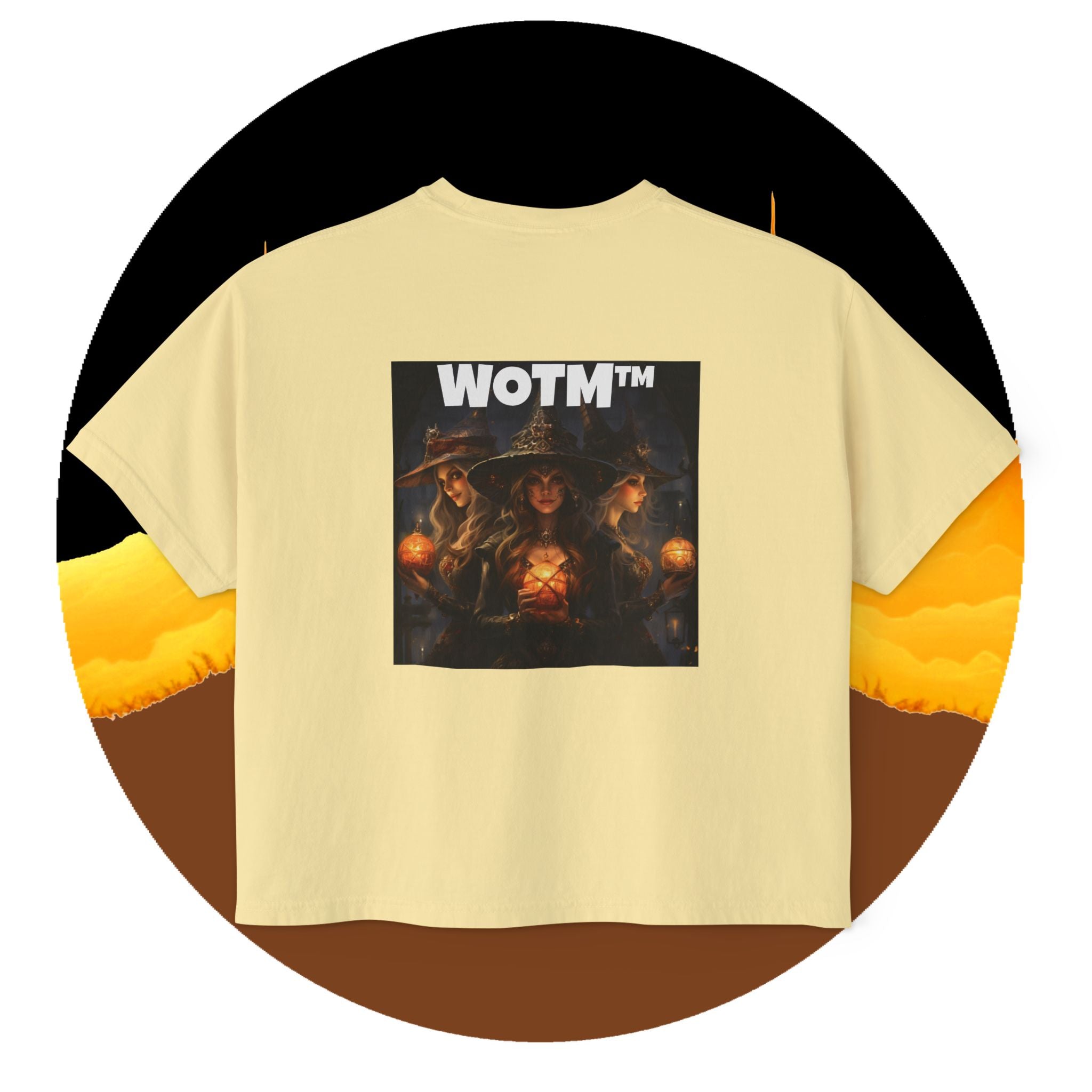 WOTM™ Witch Trio Women's Boxy Tee — Vintage Halloween Witch Graphic
