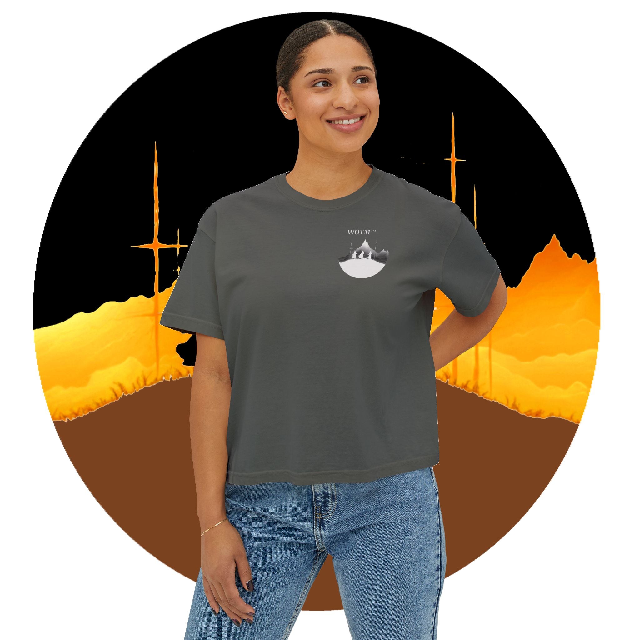 WOTM™ Witch Trio Women's Boxy Tee — Vintage Halloween Witch Graphic