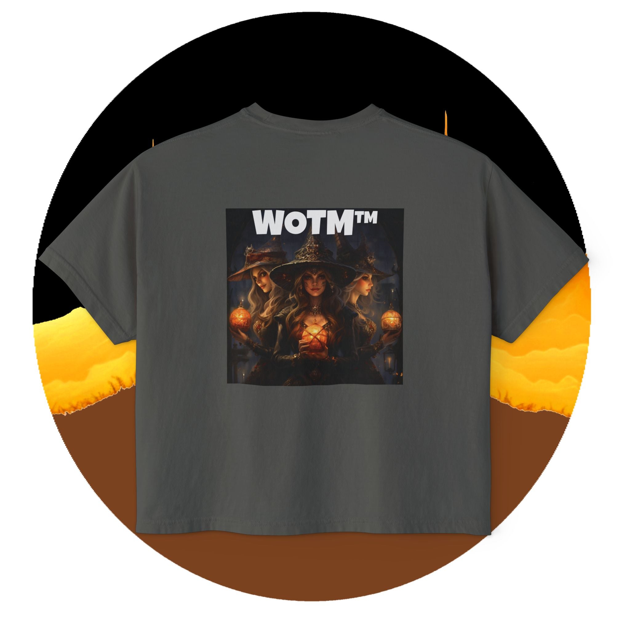 WOTM™ Witch Trio Women's Boxy Tee — Vintage Halloween Witch Graphic