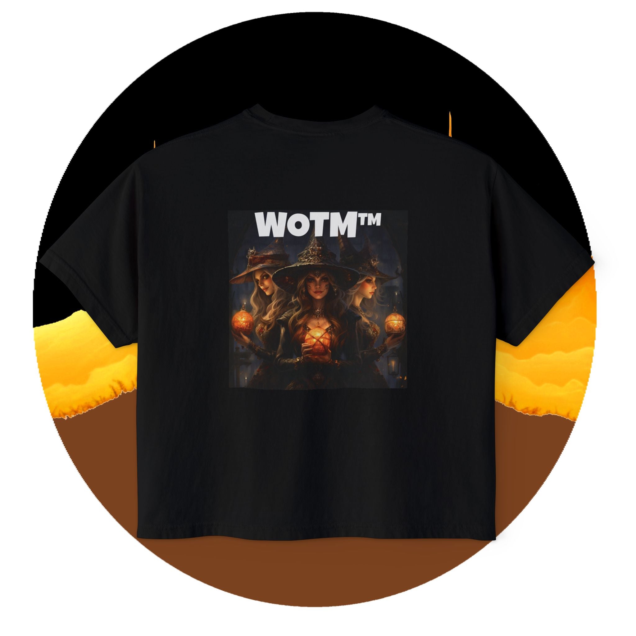 WOTM™ Witch Trio Women's Boxy Tee — Vintage Halloween Witch Graphic