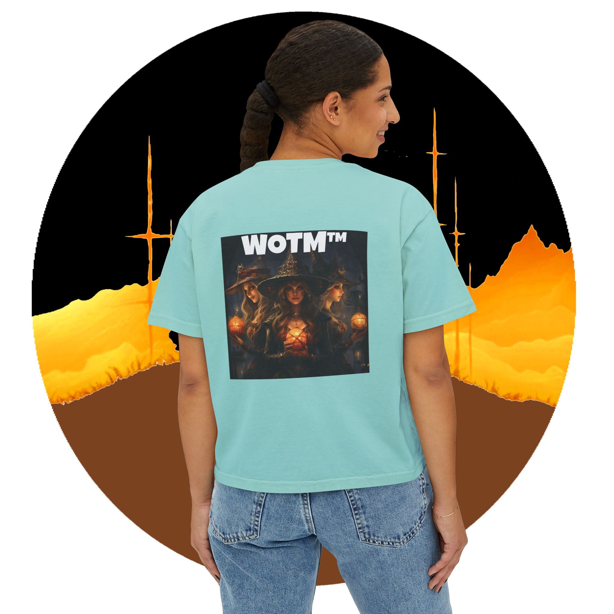 WOTM™ Witch Trio Women's Boxy Tee — Vintage Halloween Witch Graphic