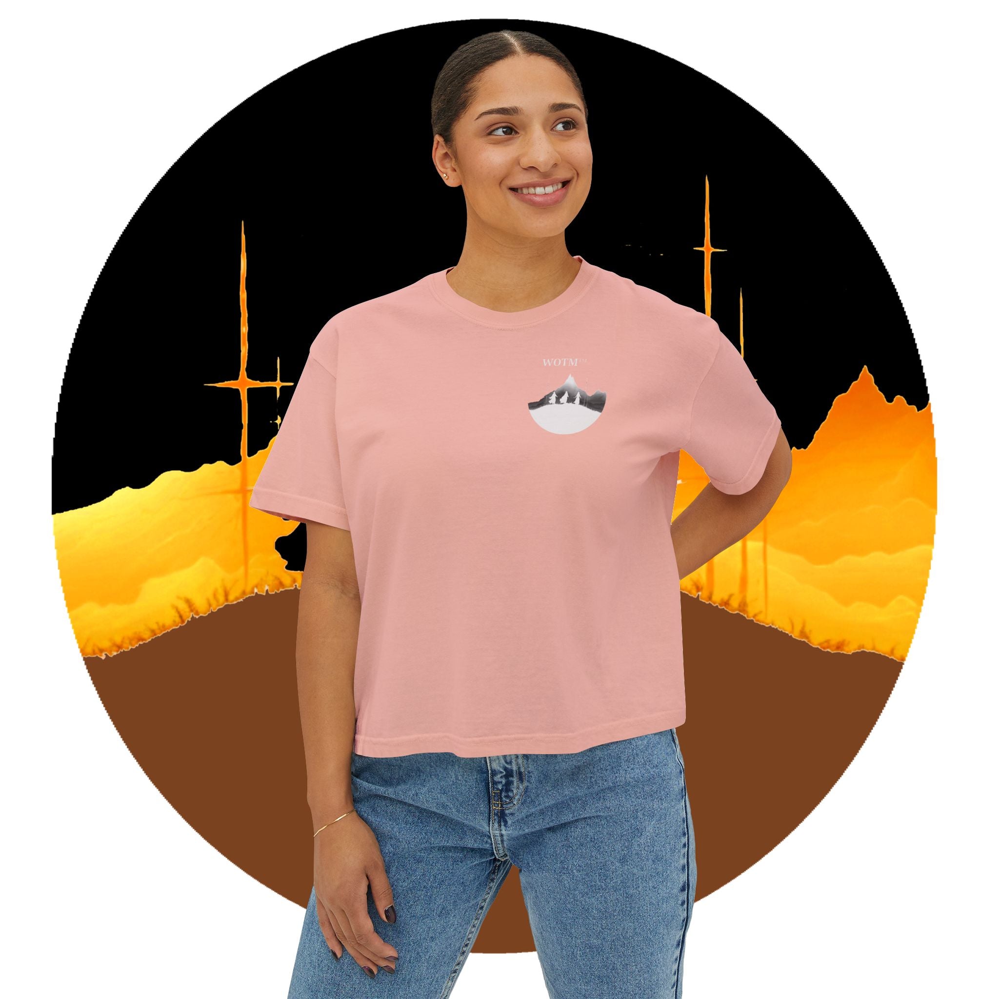 WOTM™ Witch Trio Women's Boxy Tee — Vintage Halloween Witch Graphic